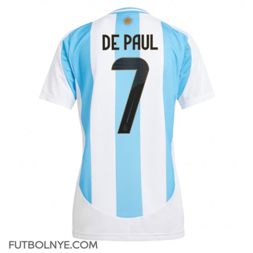 Camiseta Argentina Rodrigo De Paul #7 Primera Equipación para mujer Copa America 2024 manga corta